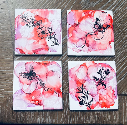 Butterfly Floral Table Art